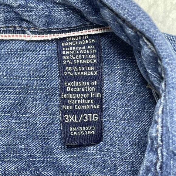 Wrangler Denim Shirt Shacket Mens Size 3X Indigo Blue Pearl Snap Pockets - Picture 7 of 9